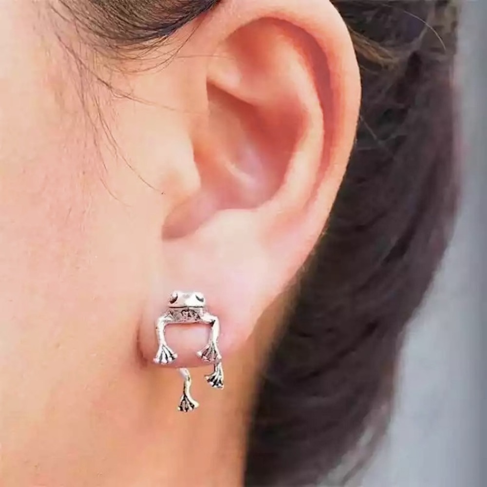 “Ribbet” Frog/Toad Unique Minimalist Vintage Cute Dainty Animal Science Earrings
